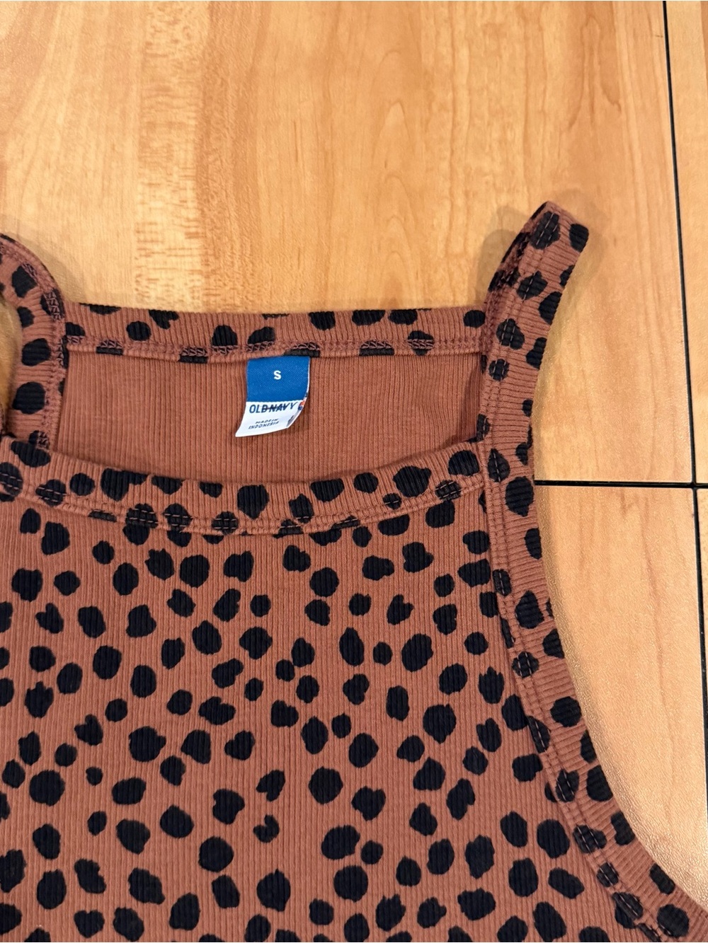 Old Navy Brown Leopard Print Ribbed Midi Tank Dress Size Small - Picture 4 of 5